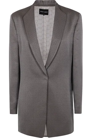 Giorgio Armani Jassen, Dames, Grijs, S, Micro Jacquard Viscose Cupro Jas