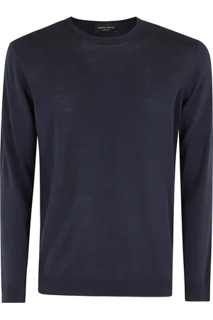 Roberto Collina Truien, Heren, Blauw, 3Xl, Stijlvolle Hals Trui