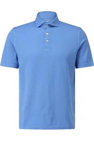 FEDELI Tops, Heren, Blauw, L, Katoen, Jersey Polo Shirt Klassieke Stijl