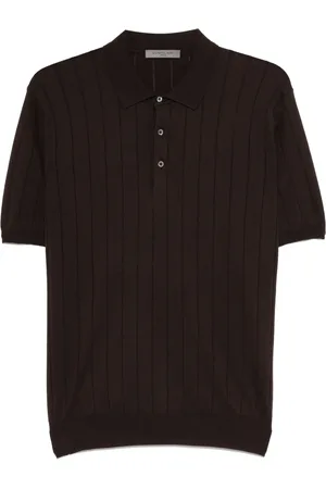 corneliani Truien, Heren, Bruin, XL, Katoen, Geribbeld Pima Katoen Polo Shirt