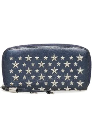 Jimmy Choo Pre-owned, Dames, Blauw, ONE Size, Leer, Tweedehands leren portemonnees