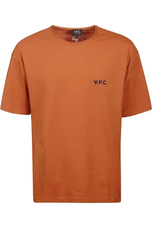 A.P.C. Tops, Heren, Rood, XS, Katoen, Oranje katoenen T-shirt met logo