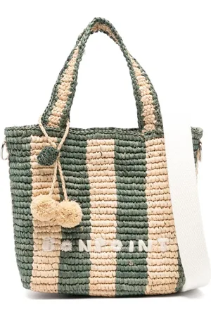 BONPOINT Tassen, Dames, Groen, ONE Size, Groene Raffia Tote Tas