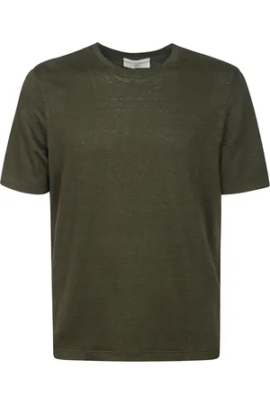 FILIPPO DE LAURENTIIS Tops, Heren, Groen, L, Linnen, Linnen T-shirt met korte mouwen