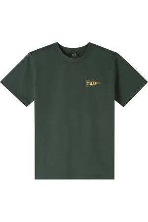 A.P.C. Tops, Heren, Groen, M, Katoen, Universiteit Logo Katoenen T-shirt