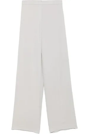 THEORY Broeken, Dames, Grijs, S, Satijn, Wijde zijden broek in grijs