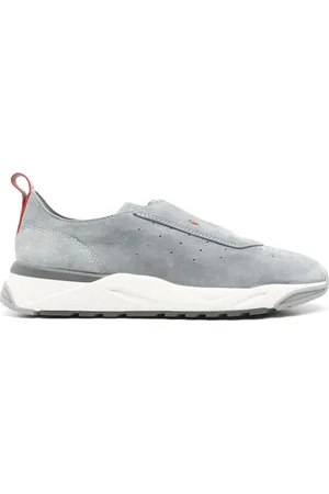 santoni Schoenen, Heren, Grijs, 43 EU, Leer, Leren Sneakers met Rubberen Zool