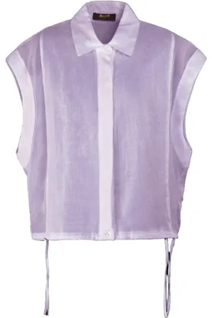 MOORER Blouses & Shirts, Dames, Paars, S, Jessy Mouwloze Shirt