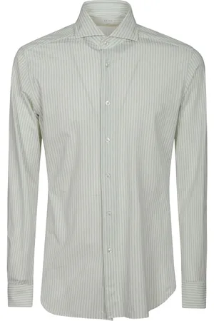 Xacus Overhemden, Heren, Grijs, XL, Gestreept Slim Fit Overhemd