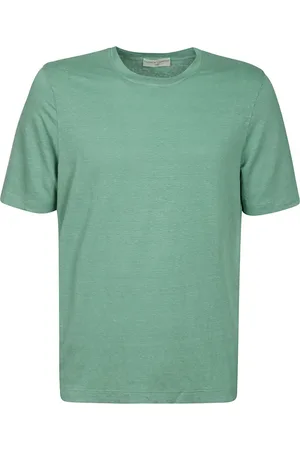 FILIPPO DE LAURENTIIS Tops, Heren, Groen, M, Linnen, Linnen T-shirt Korte Mouwen