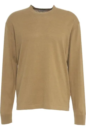 Paolo Pecora Truien, Heren, Bruin, M, Bruine Crew Neck Sweater Gebreide Kleding