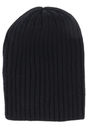 FEDELI Accessoires, Heren, Zwart, ONE Size, Kasjmier, Zwarte Kasjmier Geribbelde Muts