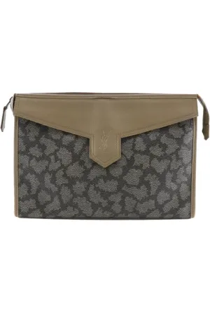 Saint Laurent Pre-owned, Dames, Grijs, ONE Size, Leer, Pre-owned Leather clutches