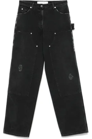 Golden Goose Jeans, Dames, Zwart, XS, Katoen, Zwarte Distressed Jeans met Klassieke Stijl
