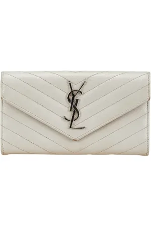 Saint Laurent Pre-owned, Dames, Wit, ONE Size, Leer, Tweedehands leren portemonnees