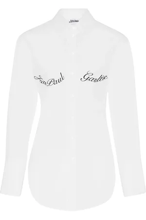 Jean Paul Gaultier Blouses & Shirts, Dames, Wit, S, Katoen, Wit Shirt met Logo Print