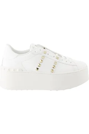 VALENTINO GARAVANI Schoenen, Dames, Wit, 38 EU, Leer, Rockstud Platform Sneakers