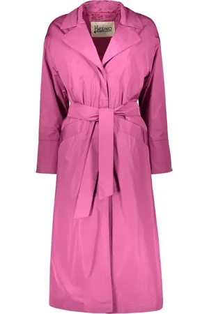 HERNO Mantels, Dames, Roze, S, Polyester, Trenchcoat met logo en reverskraag