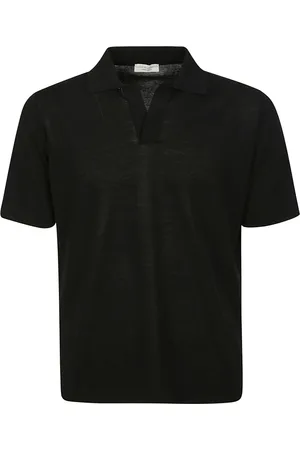 FILIPPO DE LAURENTIIS Tops, Heren, Zwart, 2Xl, Katoen, Polo Shirt van Katoen met Halve Mouwen