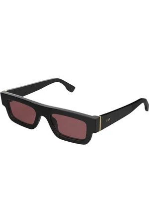 Retrosuperfuture Accessoires, Heren, Zwart, ONE Size, Nylon, Moderne Stijl Zonnebril met Gouden Details