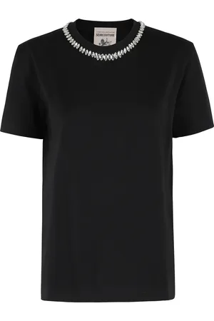 SEMICOUTURE Tops, Dames, Zwart, S, Katoen, Casual Katoenen T-shirt