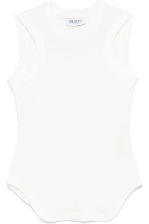 The Attico Tops, Dames, Wit, 3Xs, Witte Mouwloze Top met Geborduurd Logo