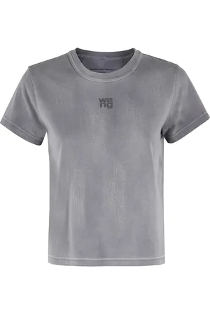 Alexander Wang Tops, Dames, Grijs, S, Essentiële Shrunken Tee