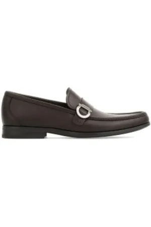 Salvatore Ferragamo Schoenen, Heren, Bruin, 39 EU, Leer, Gancini leren loafers