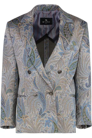 Etro Jassen, Dames, Veelkleurig, M, Katoen, Paisley Revers Double-breasted Jas