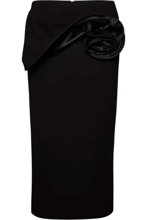 MAGDA BUTRYM Rokken, Dames, Zwart, M, Elegante zwarte midi-rok met gedrapeerd detail