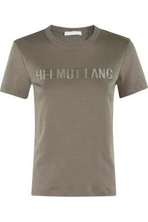Helmut Lang Tops, Dames, Groen, L, Slim Logo T-shirt