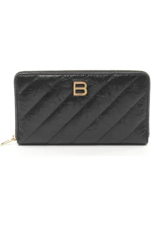 Balenciaga Pre-owned, Dames, Zwart, ONE Size, Leer, Tweedehands leren portemonnees