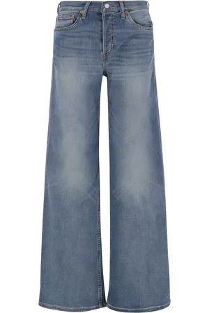 RE/DONE Jeans, Dames, Blauw, W25, Denim, Wijde Pijp Denim Jeans
