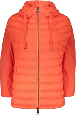 HERNO Jassen, Dames, Rood, XS, Katoen, Ganzendons ritsjas met capuchon