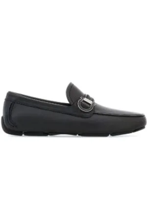Salvatore Ferragamo Schoenen, Heren, Zwart, 42 1/2 EU, Leer, Gancini Leren Loafers