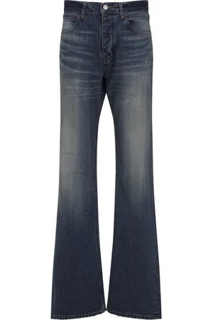 Balenciaga Jeans, Dames, Blauw, S, Katoen, Whisker Straight Fit Broek