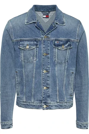 Tommy Hilfiger Jassen, Heren, Blauw, XS, Denim, Denim Trucker Jack Blauw Distressed Retro