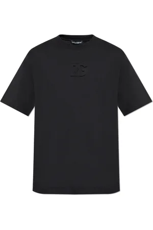 Dolce & Gabbana Tops, Heren, Zwart, M, Katoen, T-shirt met logo