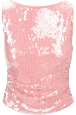 Staud Tops, Dames, Roze, M, Polyester, Paillet Eton Top