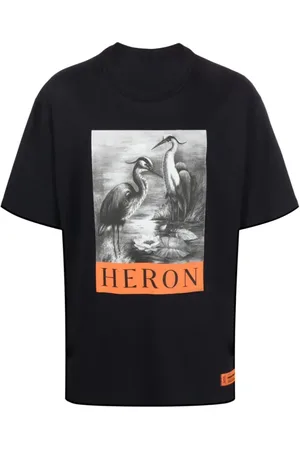 Heron Preston Tops, Heren, Zwart, S, Katoen, BW Logo Print T-shirt van katoen