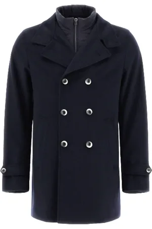 HERNO Mantels, Heren, Blauw, L, Wol, Dubbelrijdige Jas met Afneembare Vest