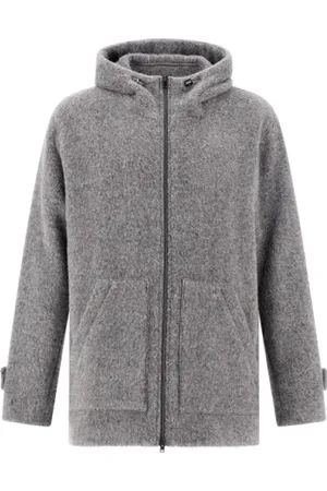 HERNO Jassen, Heren, Grijs, L, Wol, Wool Blend Hooded Jacket
