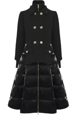 Elisabetta Franchi Mantels, Dames, Zwart, S, Polyester, Dubbelrijig Gestepte Jas