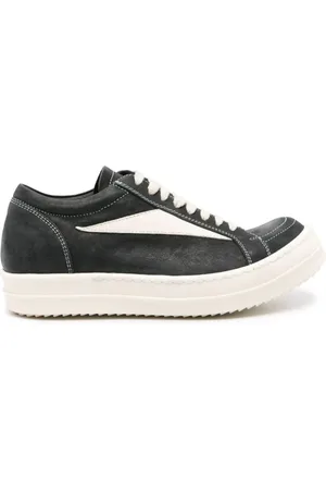 Rick Owens Schoenen, Dames, Zwart, 37 EU, Leer, Vintage Zwart-Witleren Sneakers