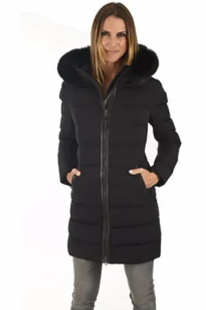 Mackage Jassen, Dames, Zwart, S, Leer, Calla Down Jacket
