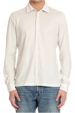 HERNO Overhemden, Heren, Wit, S, Katoen, Katoenen Polo Shirt Lange Mouwen Stretch