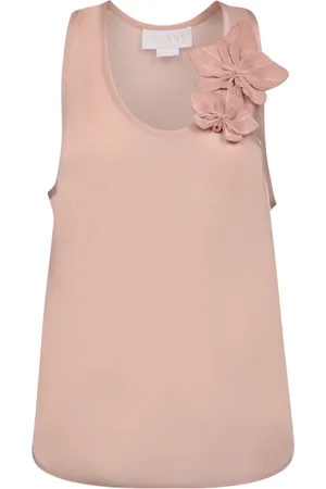GENNY Tops, Dames, Roze, M, Polyester, Elegante Mouwloze Top met 3D Bloem