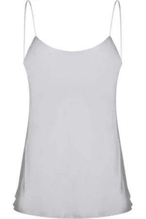 HERNO Tops, Dames, Grijs, M, Satijn, Satin Top zonder Mouwen