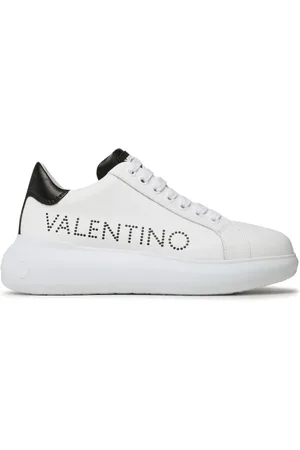 VALENTINO Schoenen, Heren, Wit, 39 EU, Leer, Witte leren sneakers met logo-opdruk