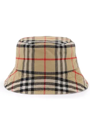 Burberry Accessoires, Heren, , M, Katoen, Check Cotton Bucket Hat